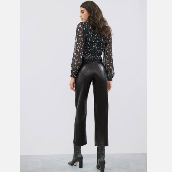 Aritzia Wilfred Melina Cropped Pant Black Vegan Faux Leather SMALL $148 - Picture 5 of 7